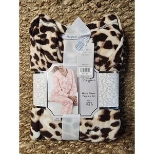 NEW Mayfair Women's 3XL 2 Pc UltraSoft Micro Fleece Leopard Pajama Set Gift